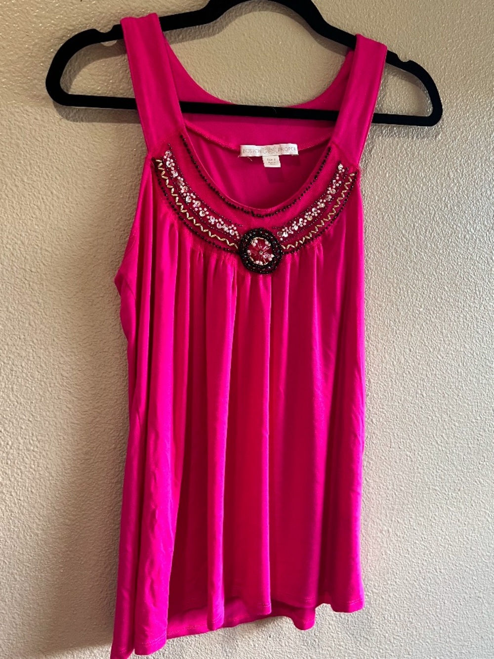 Boston Proper Fuchsia Embellished Sleeveless Tank y2k statement piece size small